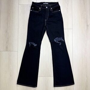 Levi's 726 Flare Jeans 28 Dyed Black Distressed Knees Women NWT NWOT Flare 31x28